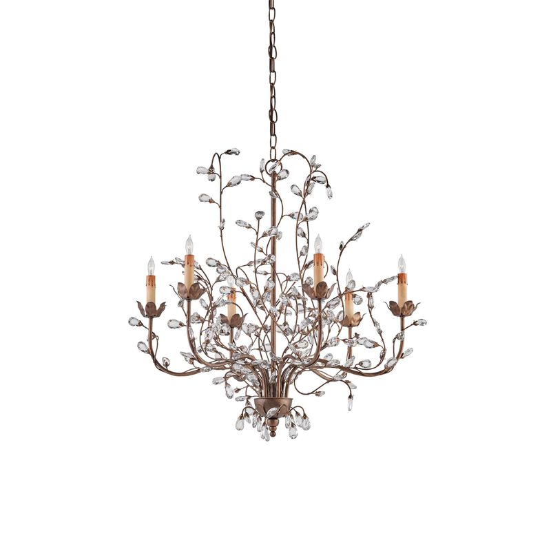 Crystal Bud 28 Inch 6 Light Chandelier by Currey and Company